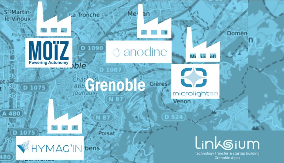Anodine, Hymag'In, Microlight 3D, Moïz - quatre startups cofondées par Linksium en phase d'industrialisation.